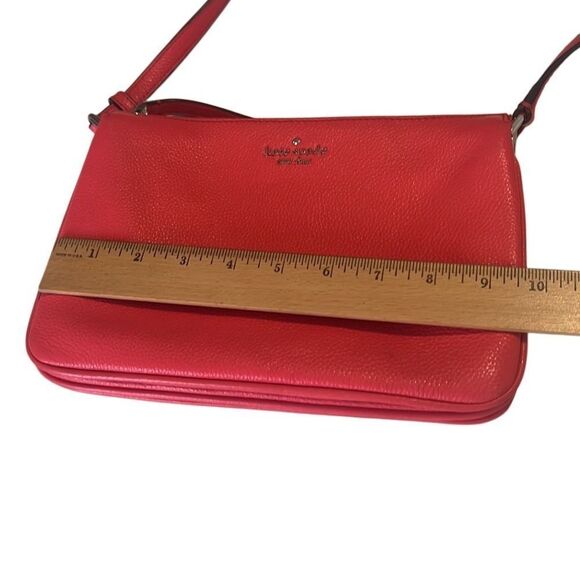 Kate Spade Coral Leila Triple Gusset Adjustable Strap Leather Crossbody - Picture 12 of 13